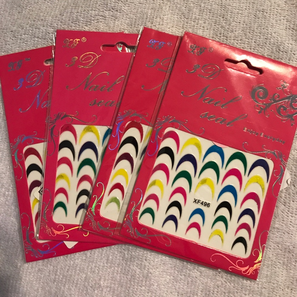 French Tip Colorful Stick On Nail Tips