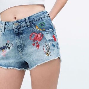 Zara embroidered denim