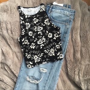 A&F Highneck floral racerback cropped top