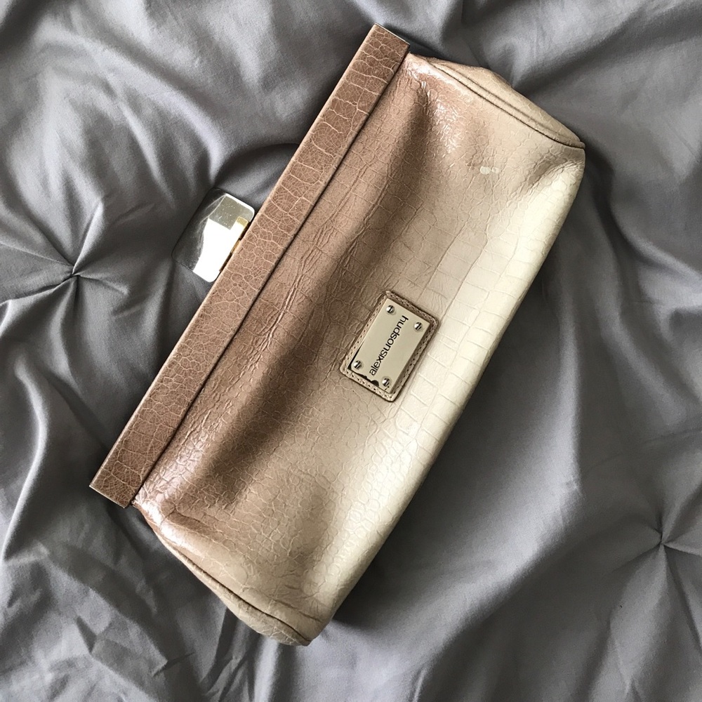 Alexis Hudson leather two tone clutch