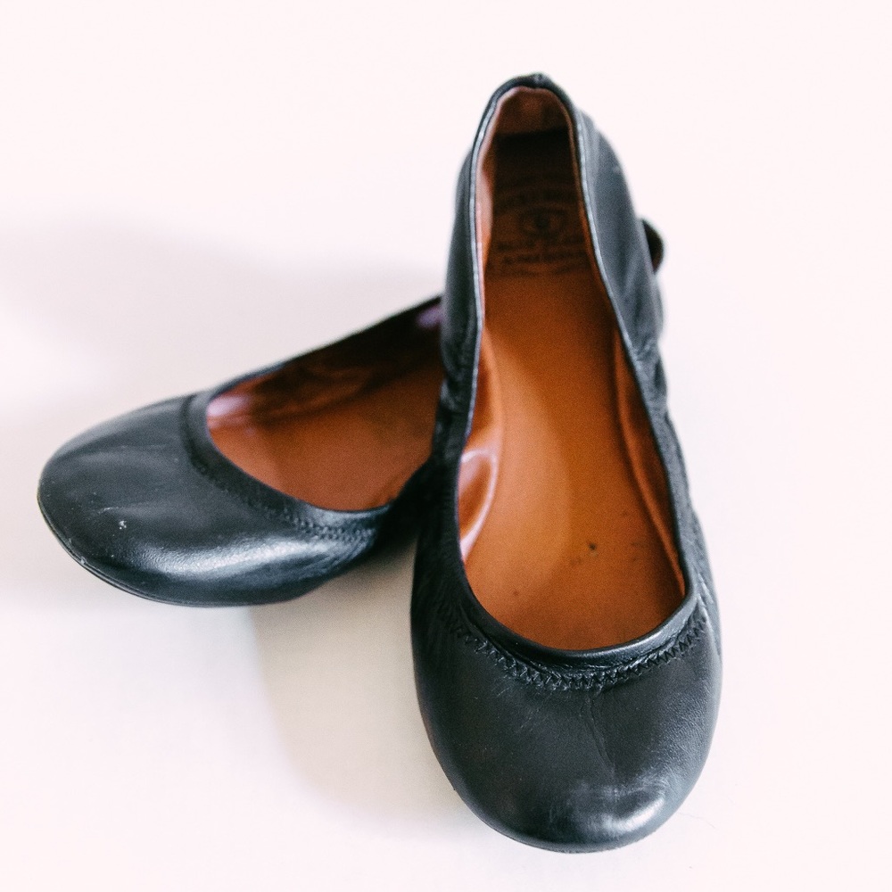 LUCKY BRAND BLACK LEATHER BALLET FLAT