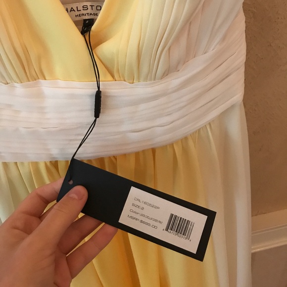 Halston Heritage - Lemon Circular Ombré Print Gown - Picture 5 of 6