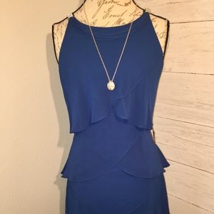 S.L. Fashions Necklace Halter Tiered Dress