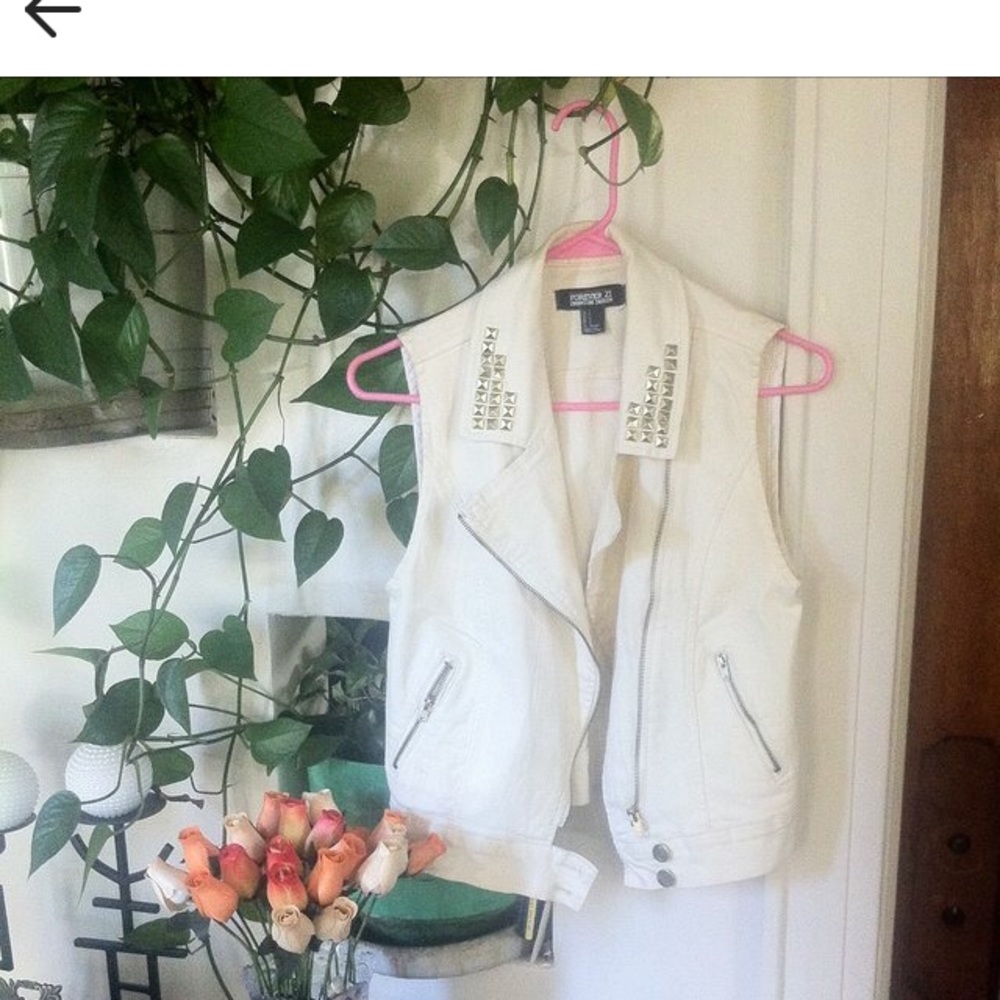White Denim Studded Vest for Sale!!