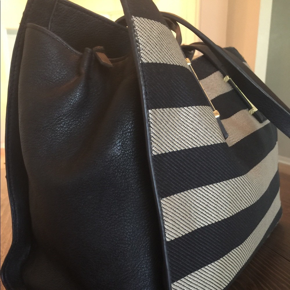 Navy and Silver Stripped Purse