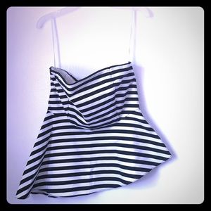 Zara Strapless asymmetrical peplum top