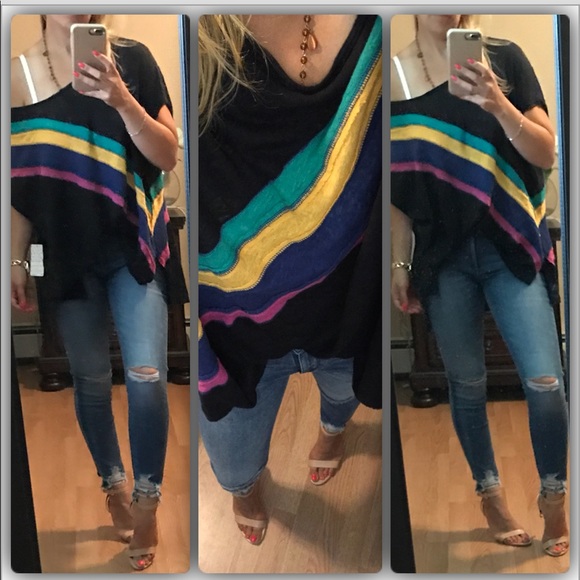 New🌈Free people linen blend rainbow top - Picture 2 of 7