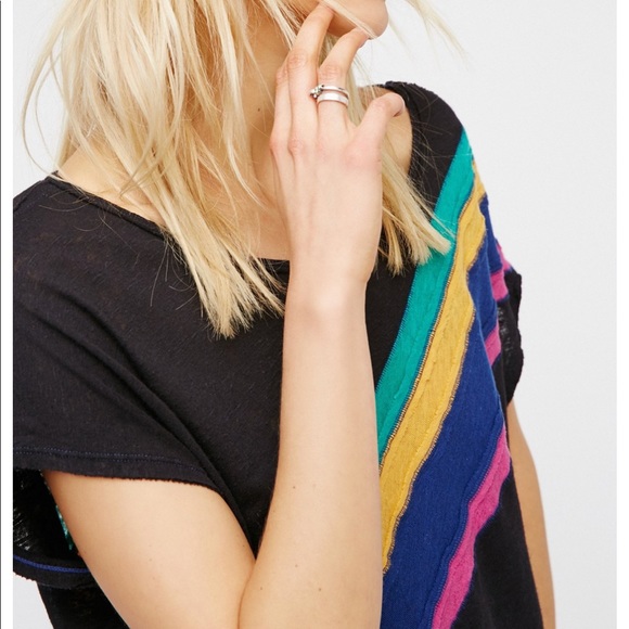 New🌈Free people linen blend rainbow top - Picture 3 of 7