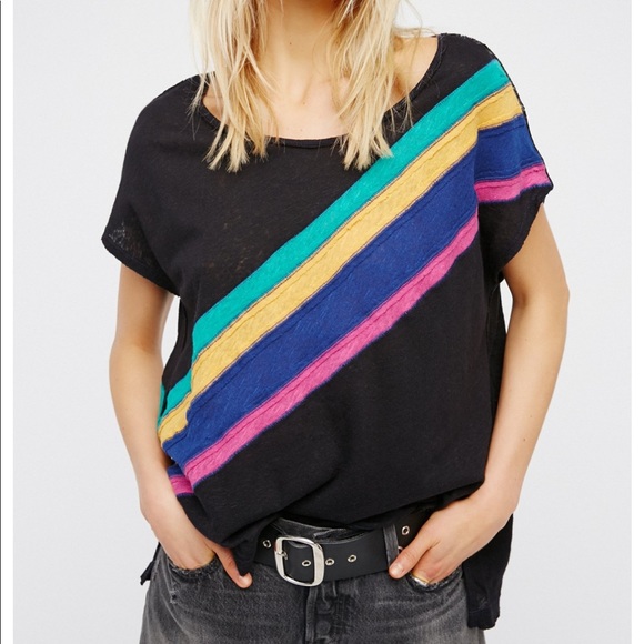 New🌈Free people linen blend rainbow top - Picture 4 of 7