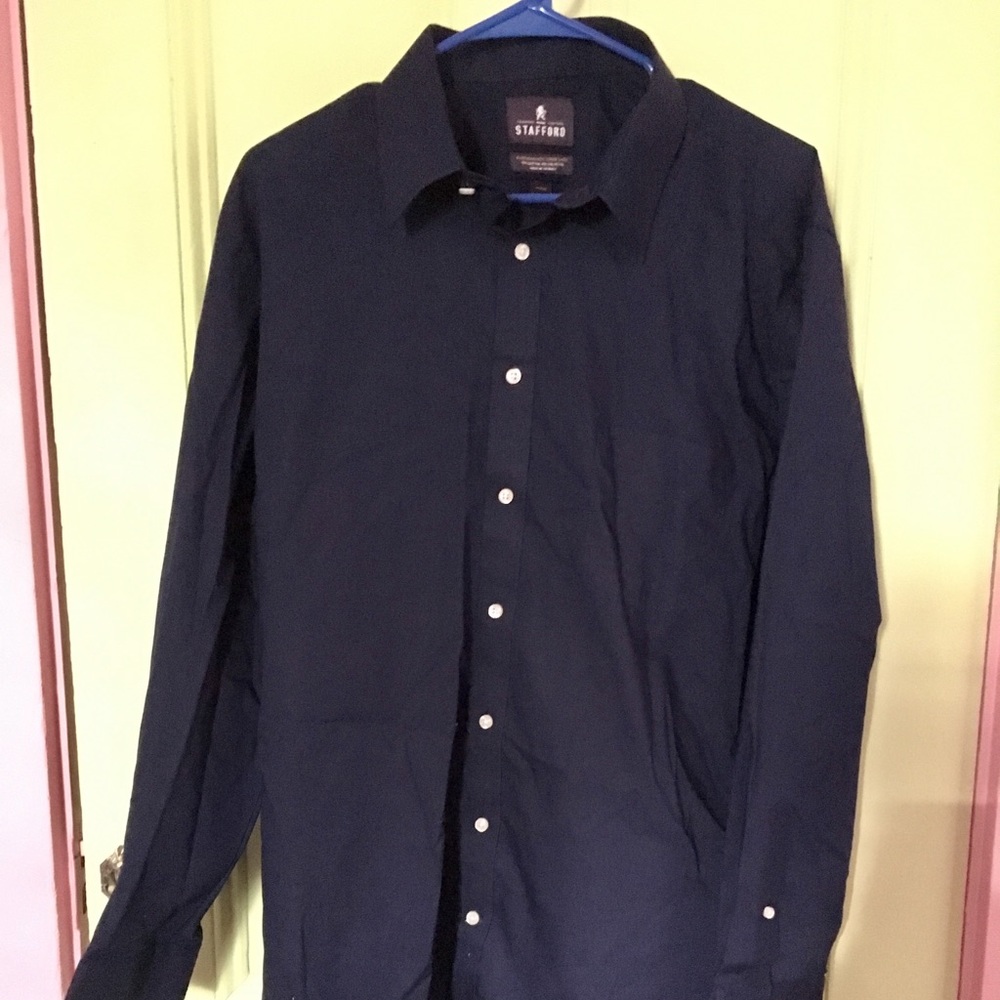 Stafford Navy Dress Shirt Sz 17 1/2