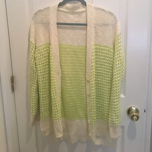 Green/beige knit cardigan