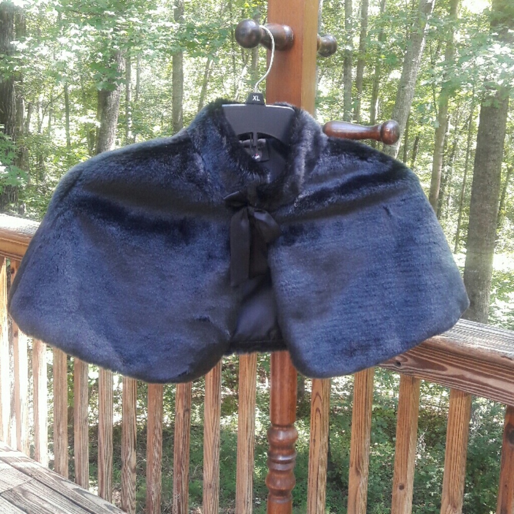 Black Faux Fur Cape