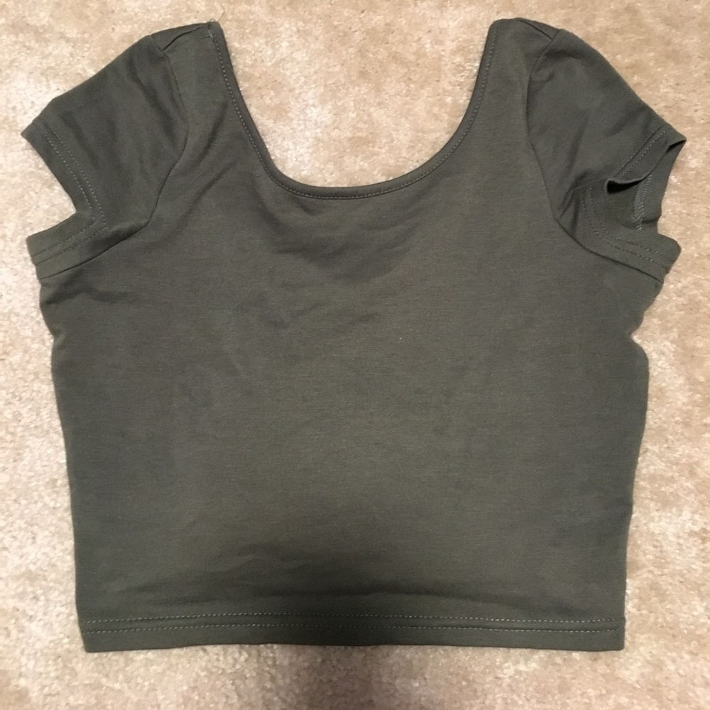 Army green crop top