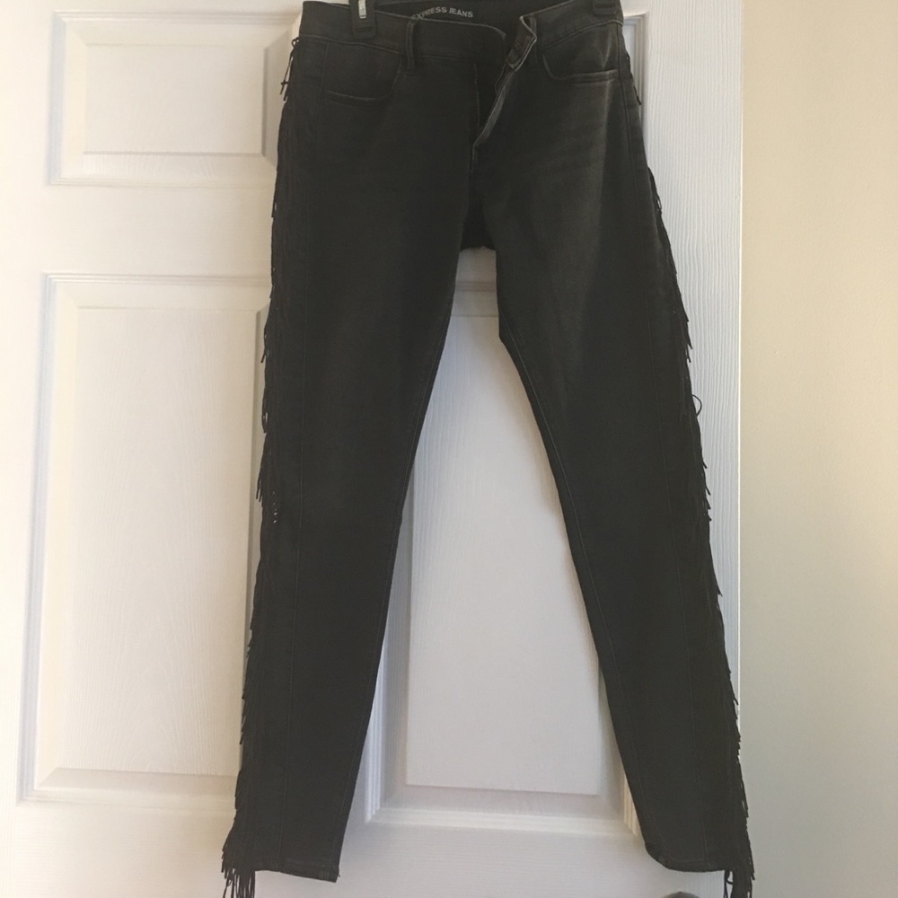 Black fringe jeans