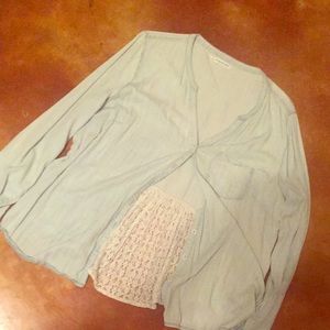 White washed Denim lace Kimono