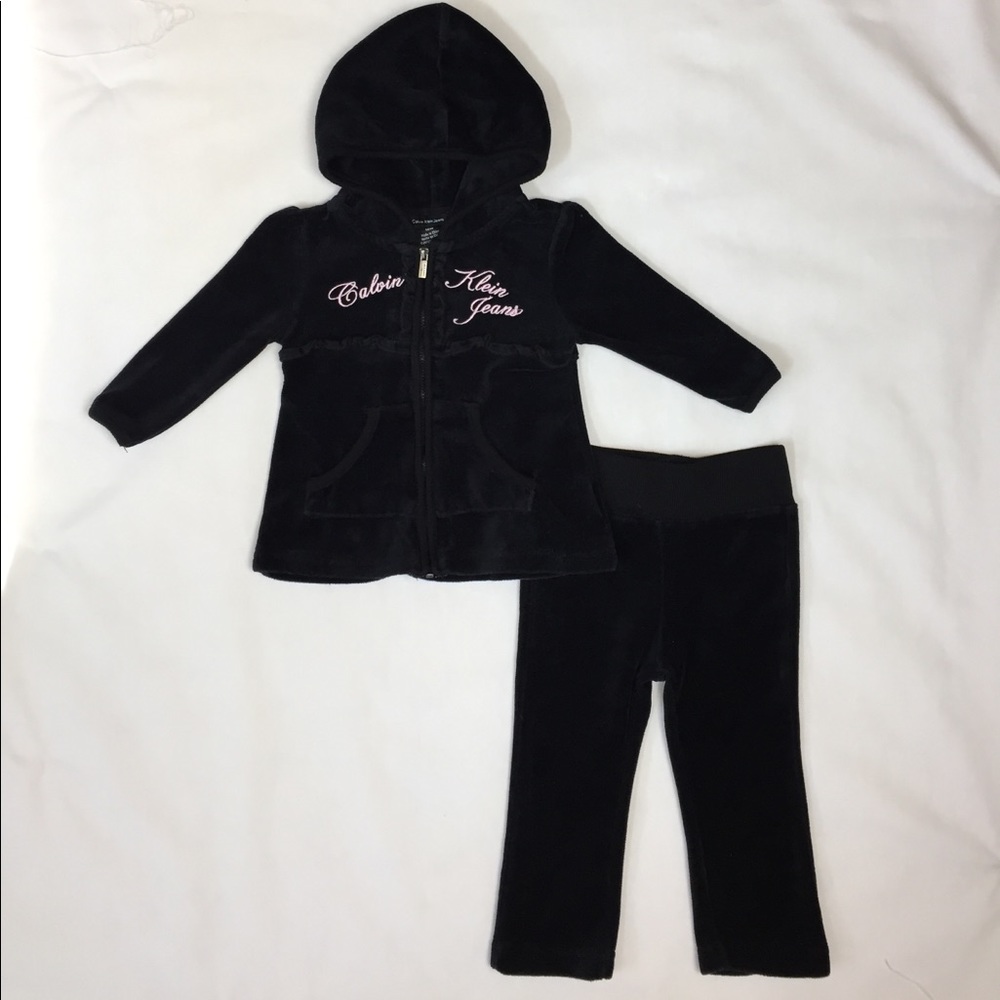 🌺HP🌺 Calvin Klein Jeans Black Velour Track Suit