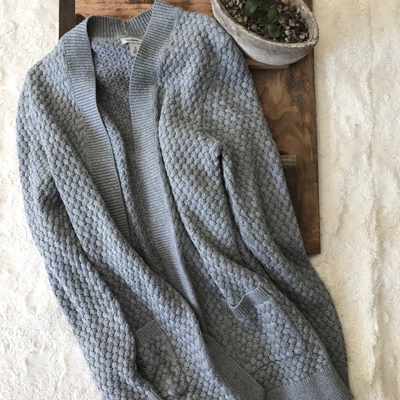 LL Bean Sweaters - LL Bean Gray Cable Knit Cardigan