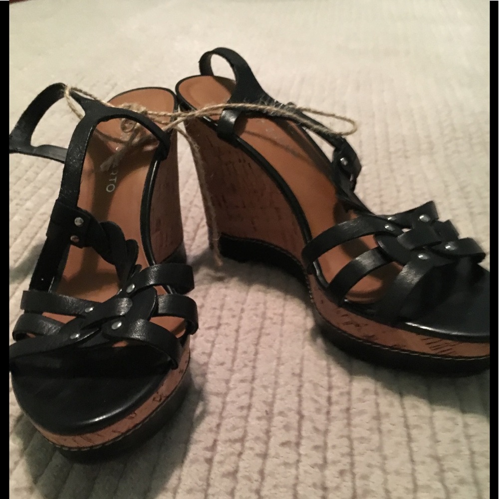 Black Franco Sarto Wedges