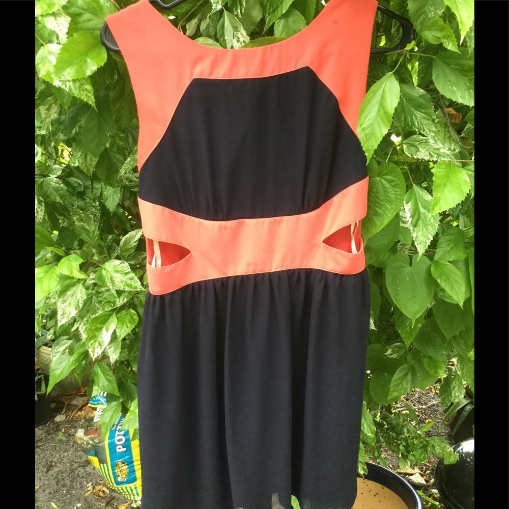 Sexy Casual Navy & Pink cutout Dress Medium