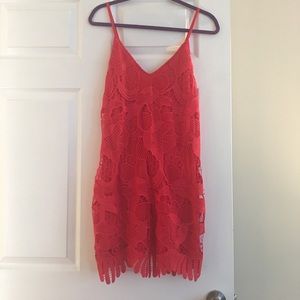 Coral lace dress