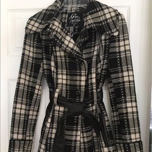 GUESS plaid pea coat