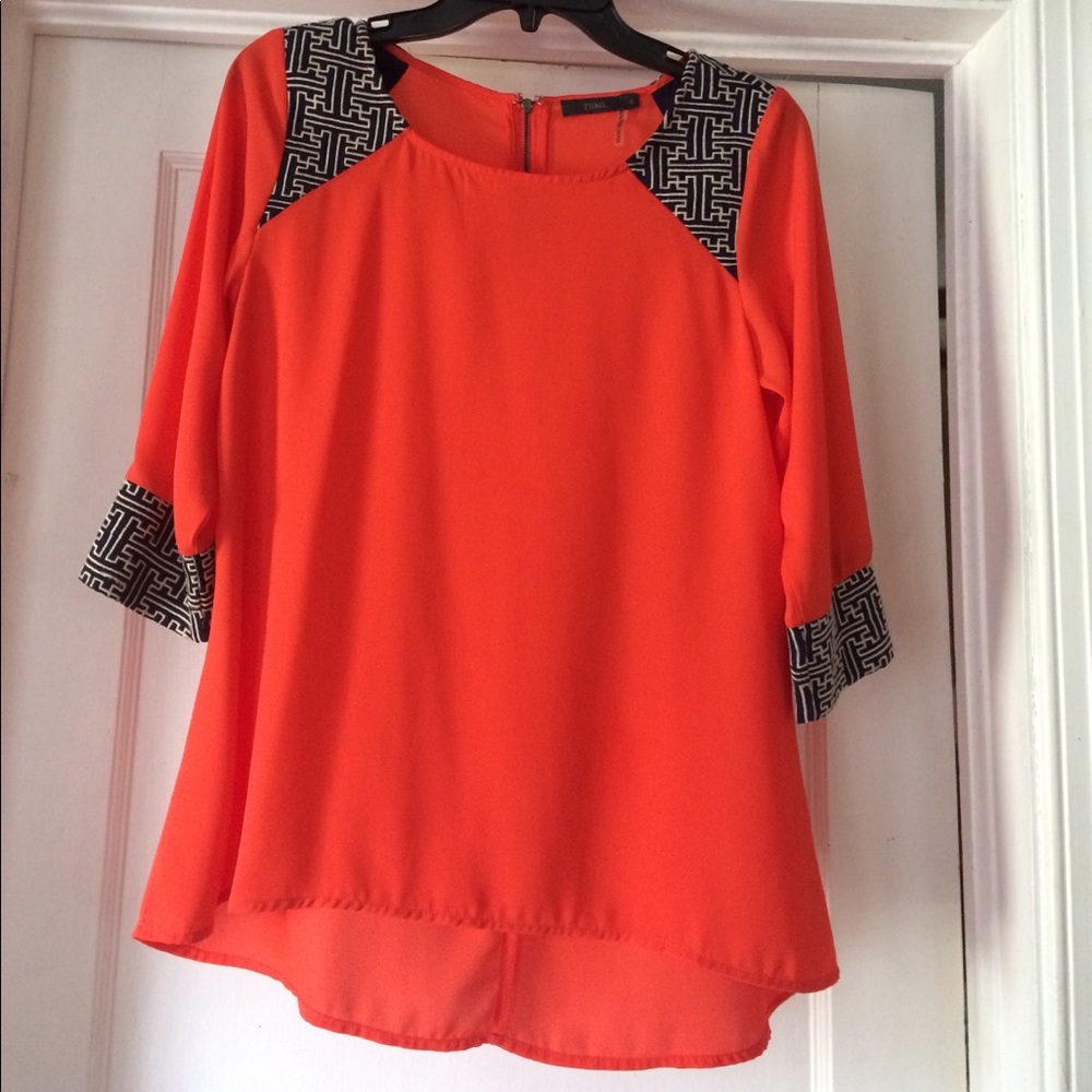 Thml Embroidered top orange Greek key