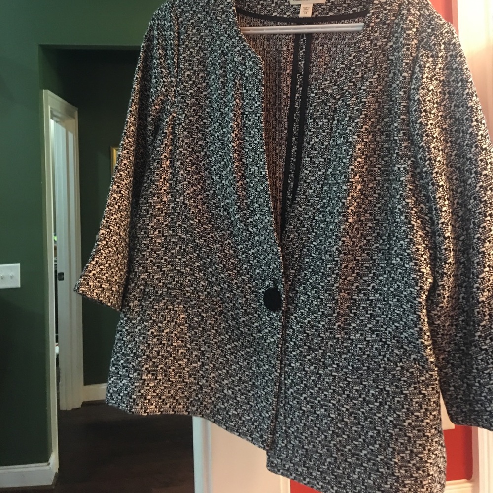 Black and white tweed blazer