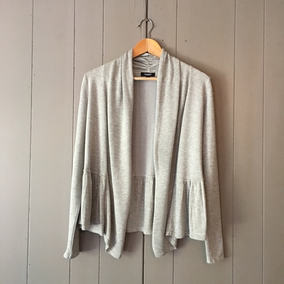 Premise Studio Sweaters - Gray Peplum Open Drape Cardigan✨