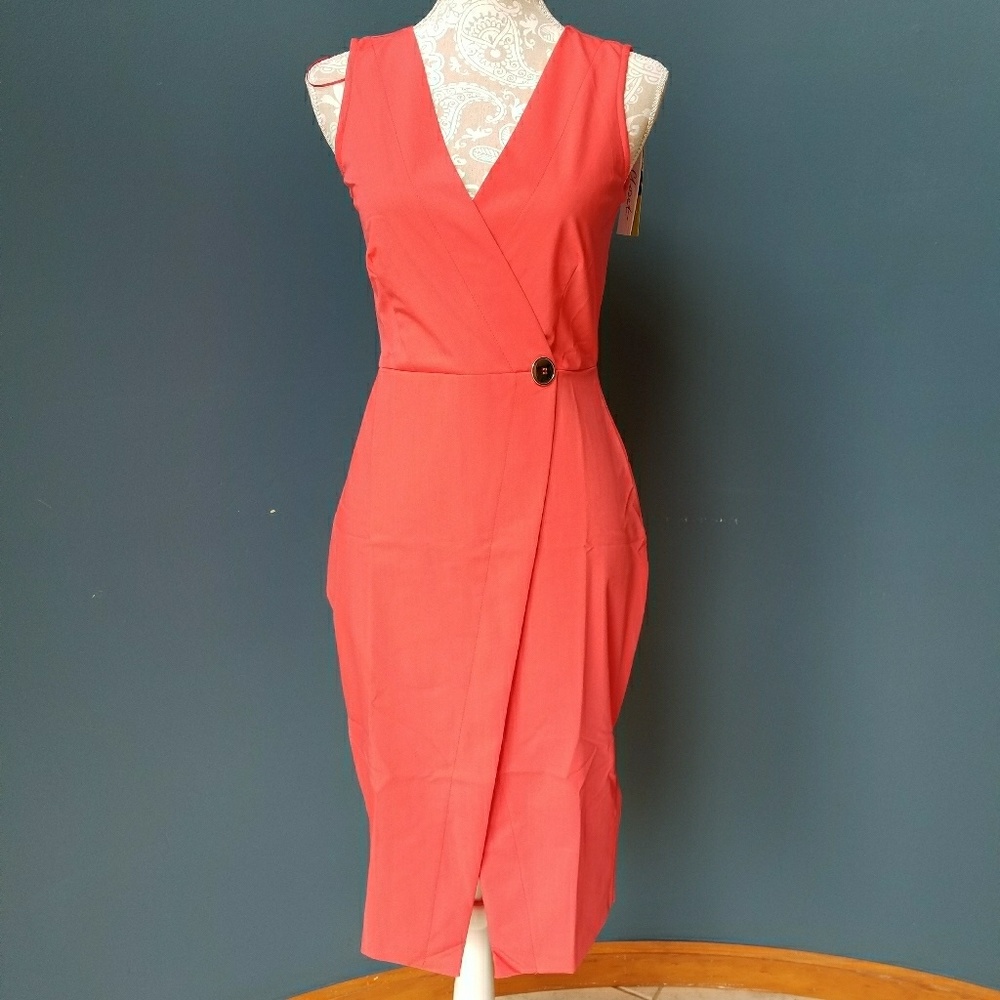 Closet V Neck Cross Over Wrap Dress