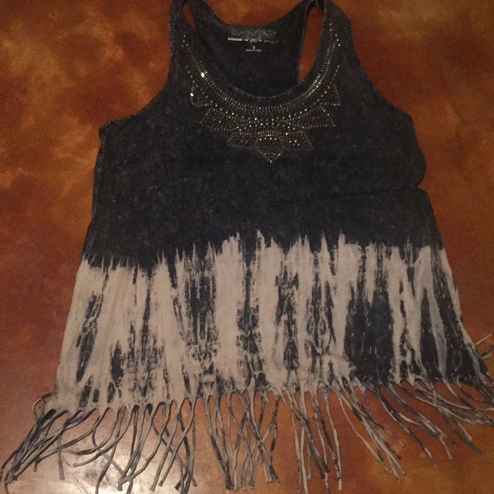 Tie dye fringe top