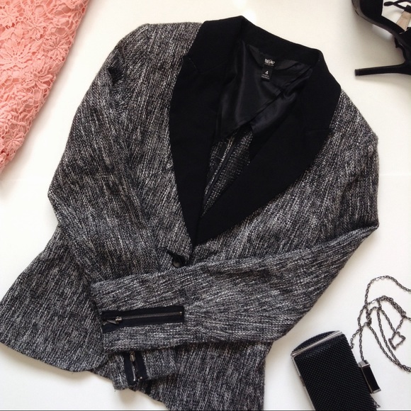 Mossimo Supply Co. Jackets & Blazers - Black Mossimo Tweed Zipper Sleeve Blazer