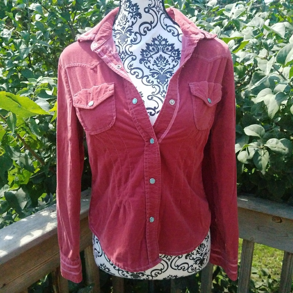 Anthropologie Fei Red Velvet Corduroy Jacket