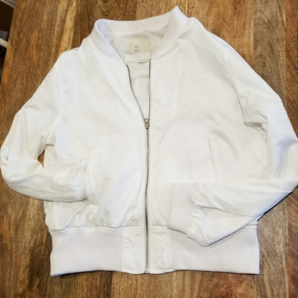 Anthropologie Hei Hei White Bomber Jacket