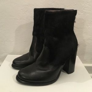 All Saints Black Pony Hair Ankle Boots 7