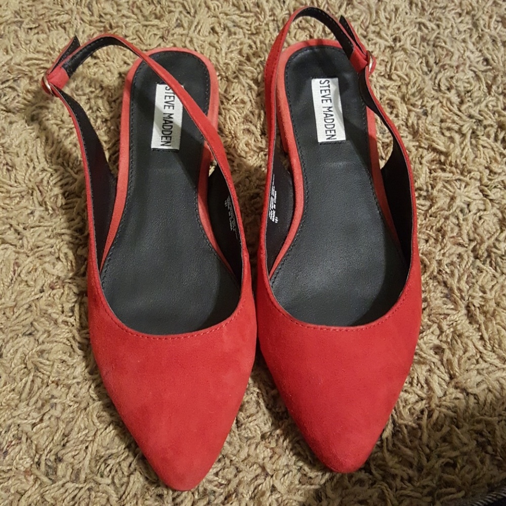 Red Suede Slingback Flats