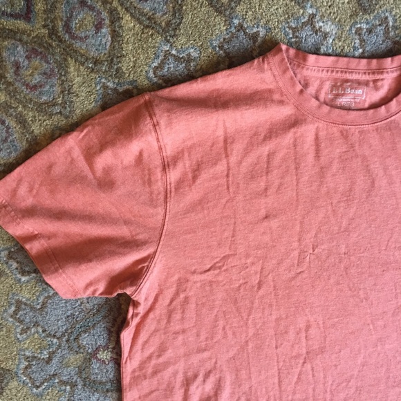 LL Bean Carefree Unshrinkable Tee, Heather Orange - Picture 3 of 4