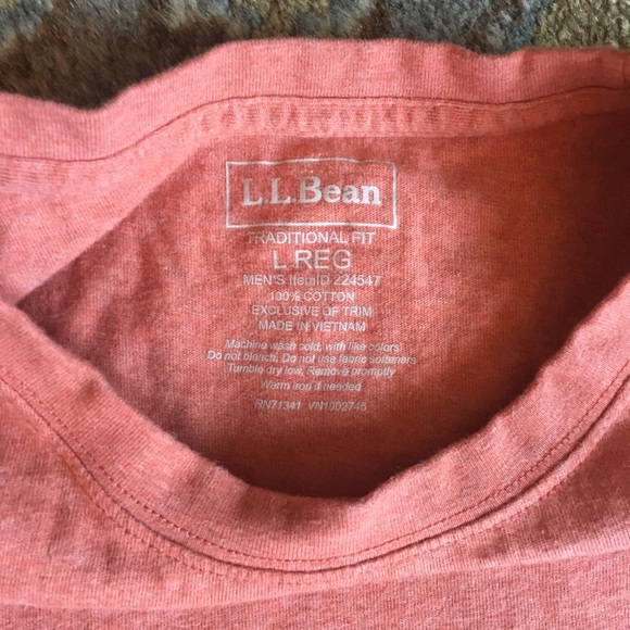 LL Bean Carefree Unshrinkable Tee, Heather Orange - Picture 4 of 4