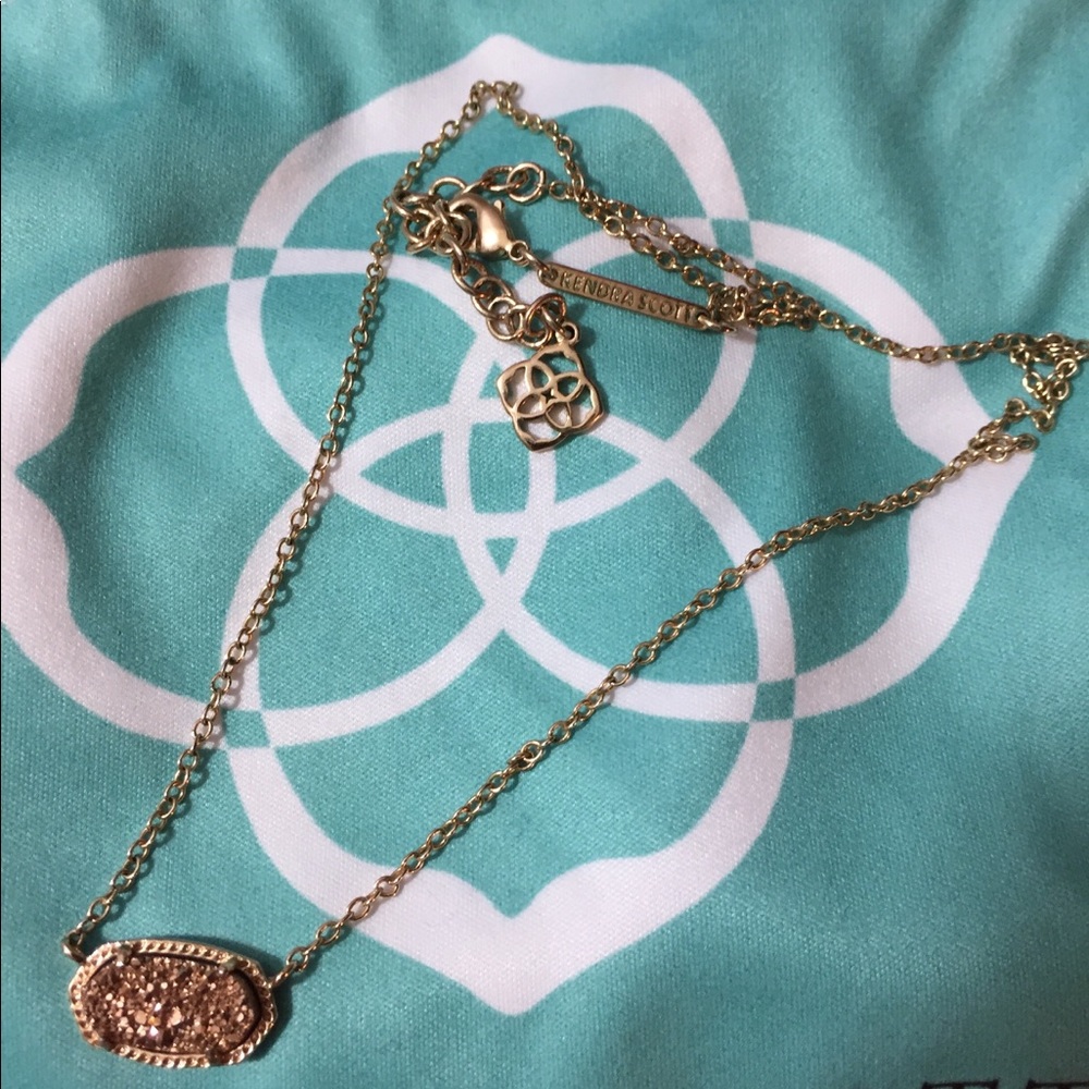 Kendra Scott Eliza Pendant Rose Gold Drusy