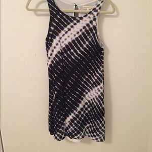 Blue and white print dress