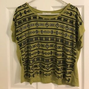 Forever 21 Black and Green New short sleeves crop