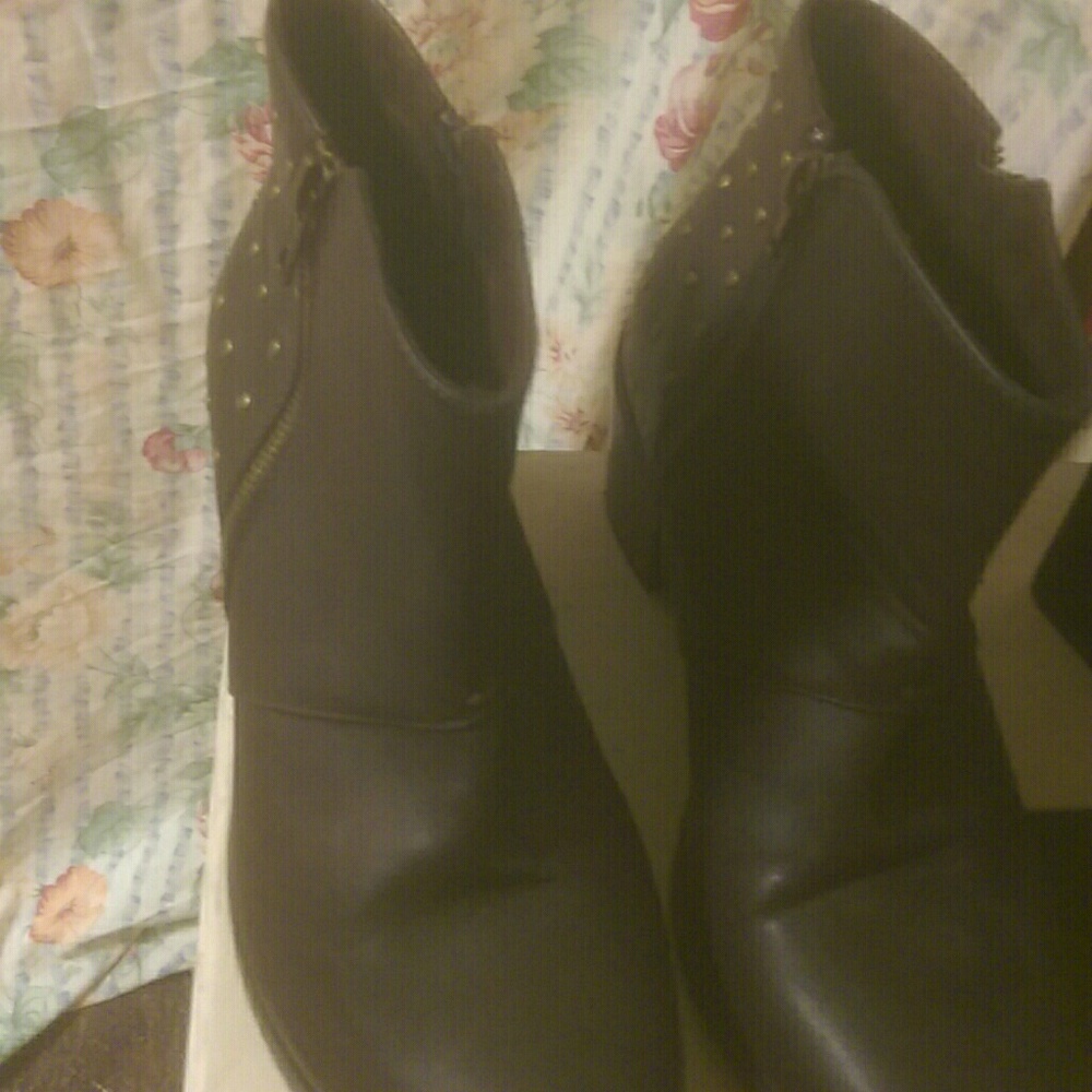 Brown studded dress ankle boots