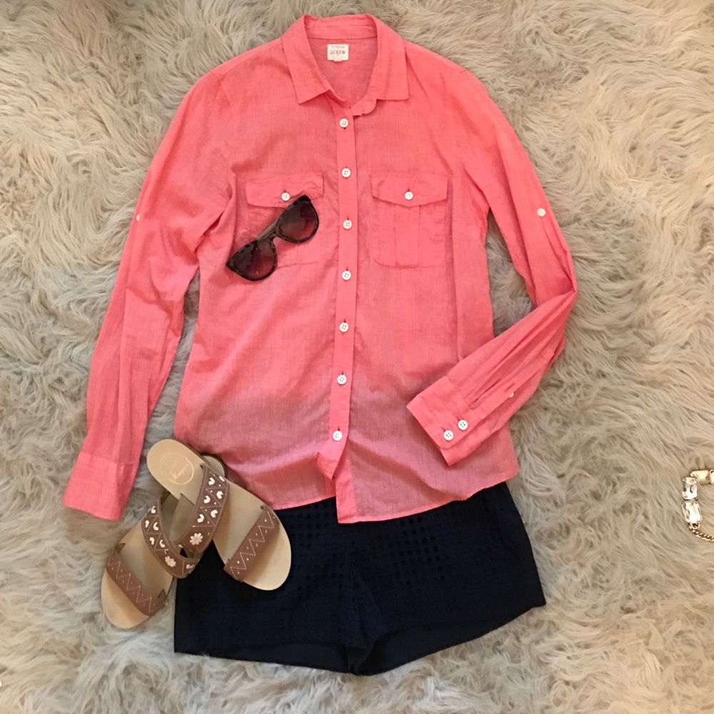J. Crew Coral Button-up