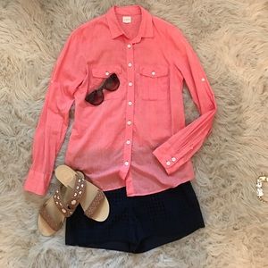 J. Crew Coral Button-up