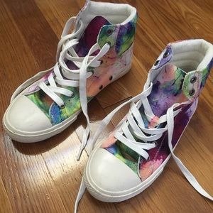 Aldo Colorful Hightop Paint Splatter Sneakers