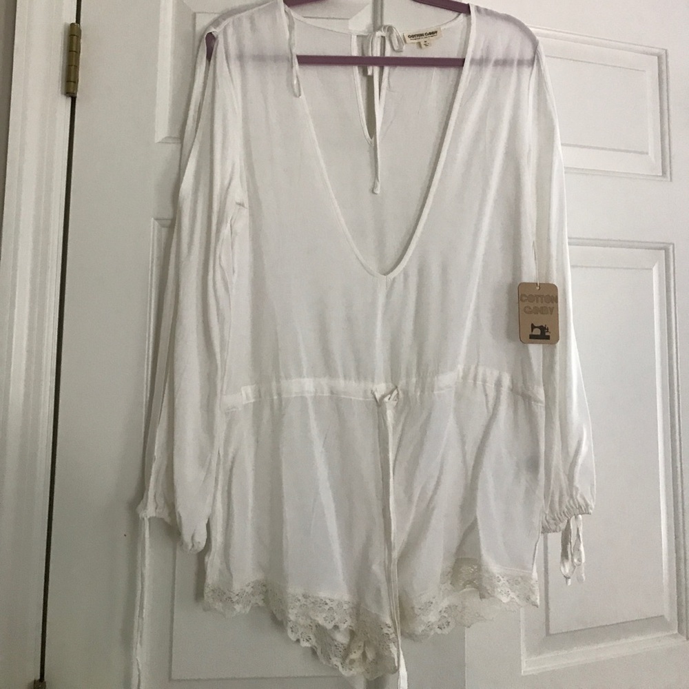 Cute white low neck romper