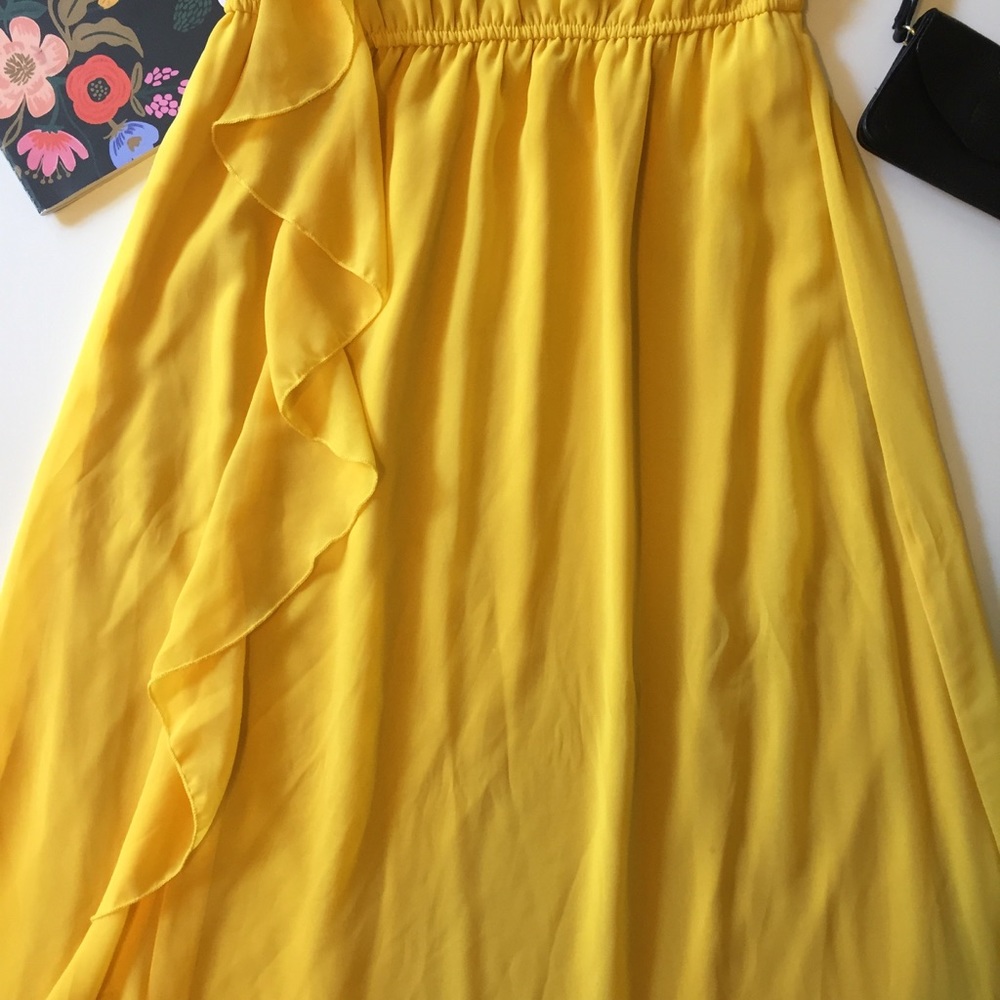 Mustard yellow one shoulder dress. - Picture 3 of 4