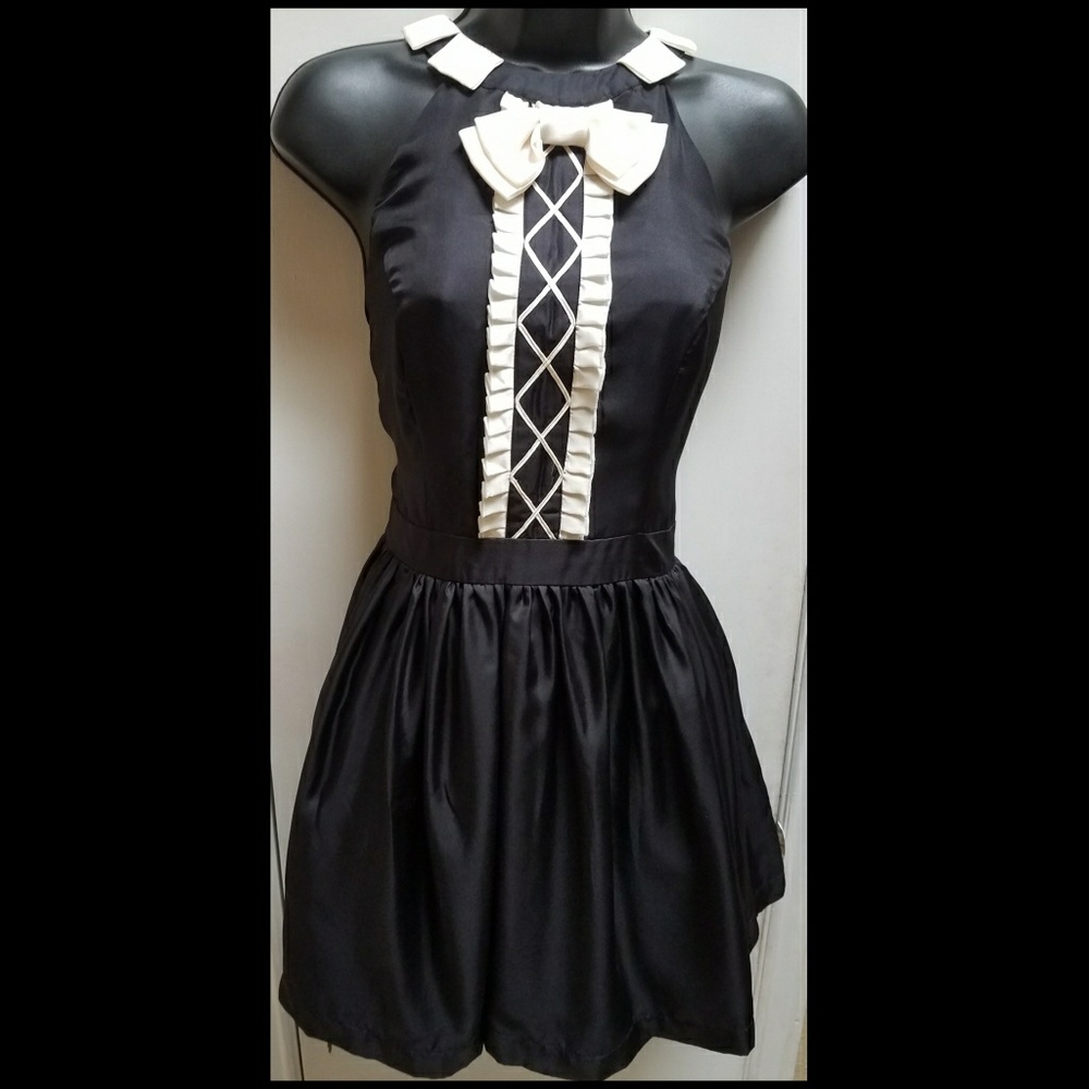 Black and cream bow tie dress