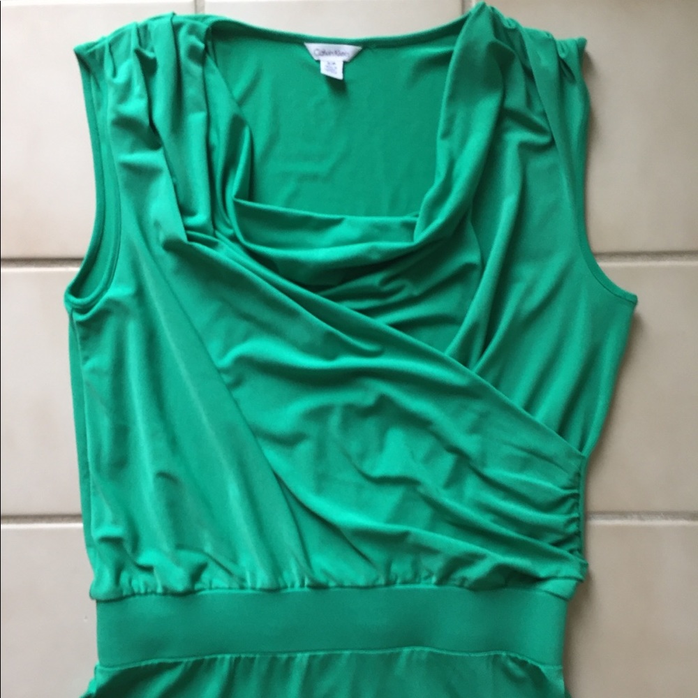 Calvin Klein Kelly Green Sleeveless Midi Dress Sm - Picture 3 of 8