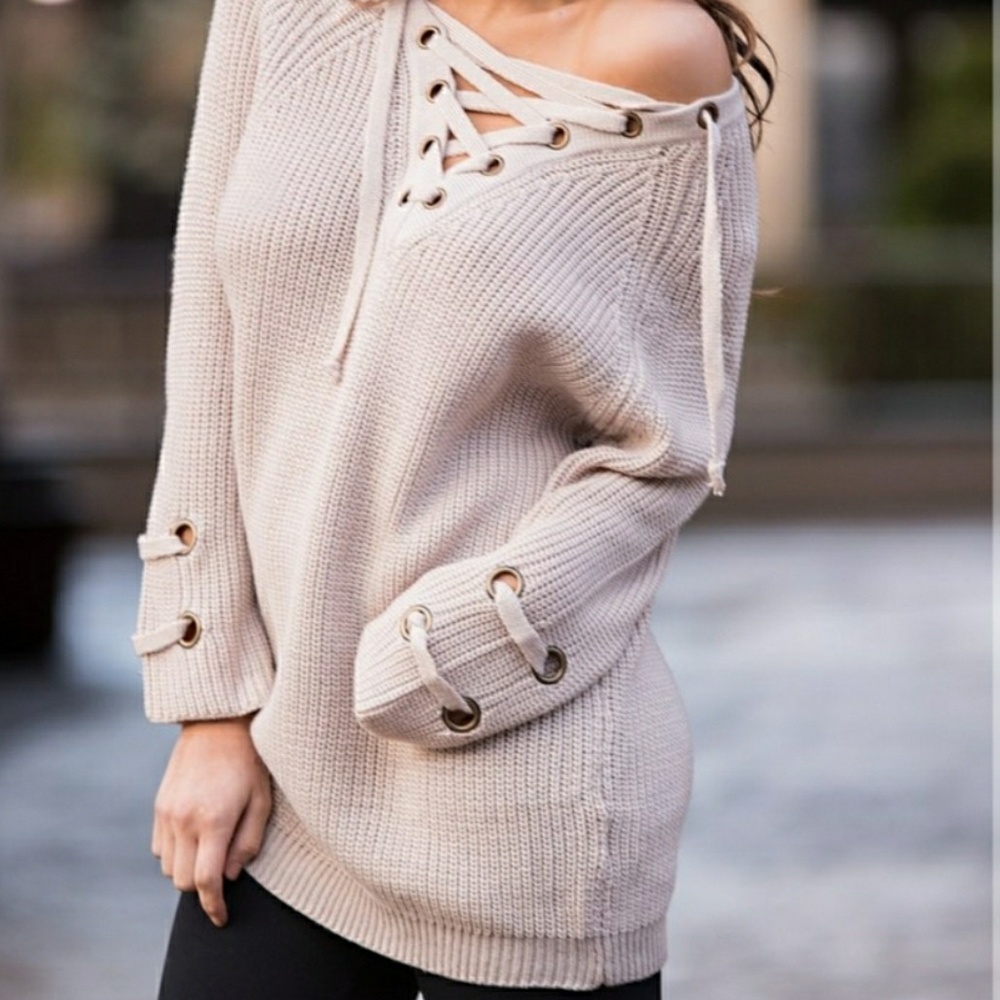 Lace up sweater