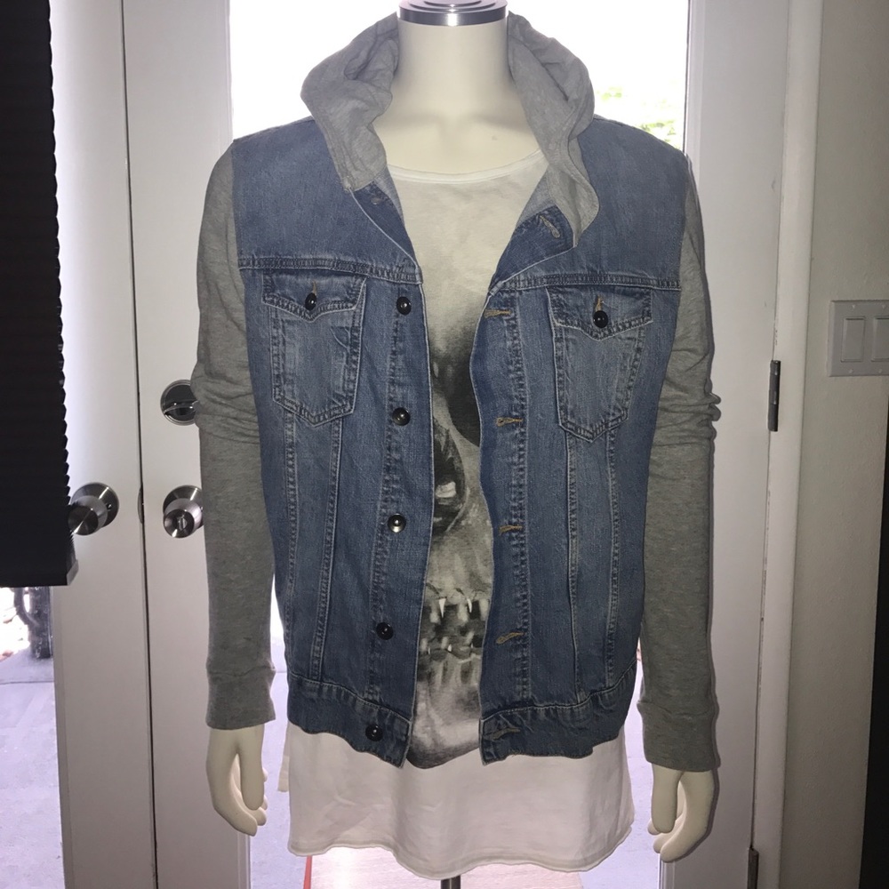 Denim Jacket with jersey sleeves